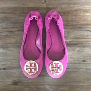 Tory Burch Pink Suede Ballet Flats in Size 6.5